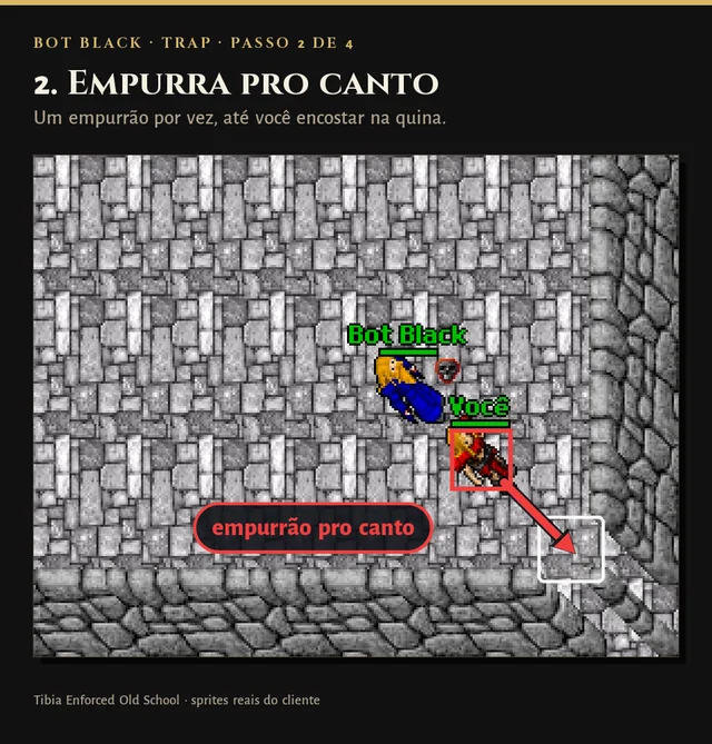Bot black empurrando o alvo pro canto