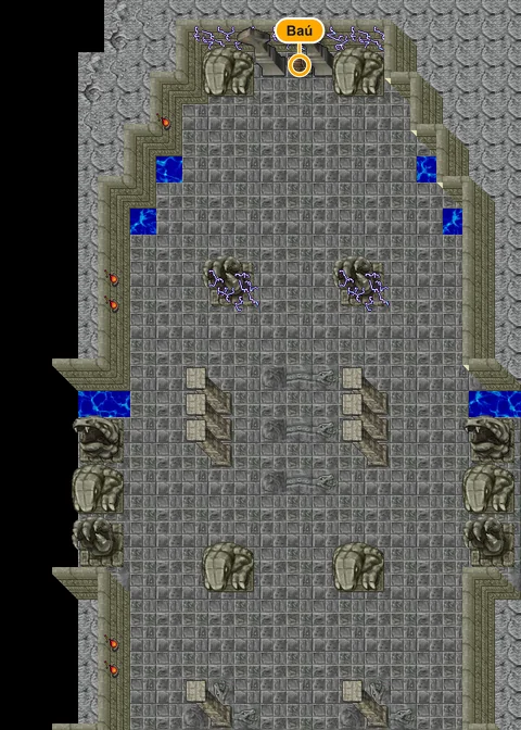 Mapa da dungeon Inquisition com o baú marcado