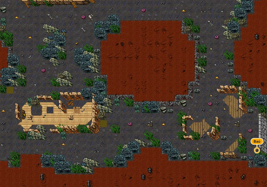 Mapa da dungeon Calassa com o baú marcado