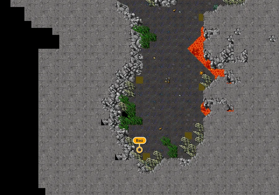 Mapa da dungeon Sea Serpent com o baú marcado