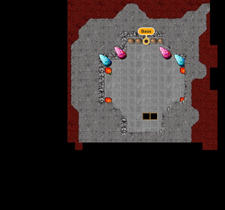 Mapa da dungeon Behemoth com o baú marcado