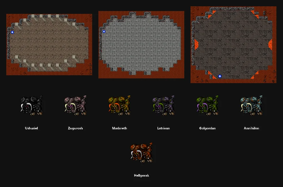 Arena e bosses do salão Inquisition